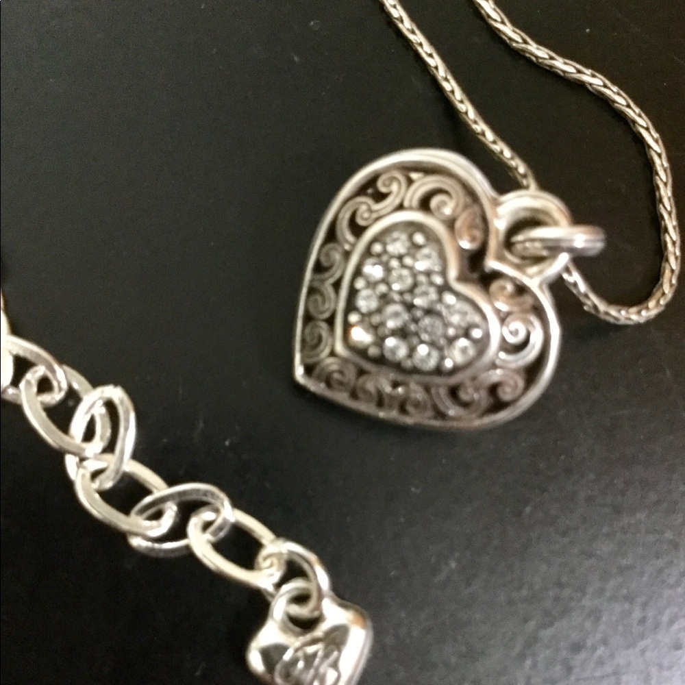 Brighton vintage silver 16 inch heart necklace
